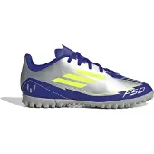 Adidas Kinderen F50 Messi Club La Vida Rapida Pack TF Astro Voetbalschoenen Silver Metallic/Solar Yellow/Lucid Blue