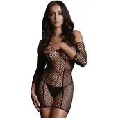 Le Désir - Duo Net Sleeved Mini Dress - One Size