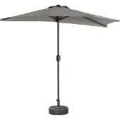 Sweeek Halve balkonparasol Ø250cm - Calvi- recht, centrale aluminium stok met zwengel, kaki stof