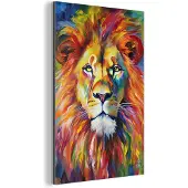 MuchoWow Aluminium schilderij 20x30 cm - Wanddecoratie metaal - Leeuw - Olieverf - Kunst - Dieren - Metalen muurdecoratie woonkamer - Decoratie industrieel - Foto op dibond - Industriële accessoires slaapkamer