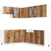 vidaXL 11-delige Keukenkastenset Kalmar bewerkt hout oud houtkleurig