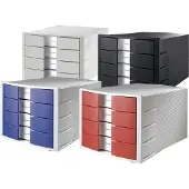 HAN IMPULS ladebox, 4 laden, behuizing: lichtgrijs Laden: blauw, van polystyreen, verwisselbaar (C4)