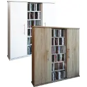 Hioshop Santo wandkast 1 glasdeur en 2 houten deuren 12 vakken wit.