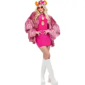Smiffys - Tinsel Festival Kostuum Jacket - S/M - Roze