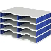 Styro sorteerstation styrodoc Standaard, C4, 4 etages/2 rijen/8 vakken, grijs/blauw