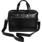 Exacompta Exactive laptoptas leer zwart tot 15,6 inch, 2 hoofdcompartimenten, voorvak, afneembare schouderriem, trolleylus