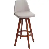 MCW Barkruk -C43, barkruk counter stool, hout imitatieleer draaibaar ~ taupe