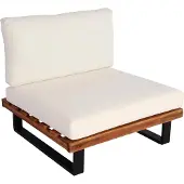MCW Loungestoel -H54, tuinstoel, gesponnen polyaciahout MVG-gecertificeerd aluminium ~ bruin, bekleding crème wit
