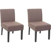 MCW Set van 2 eetkamerstoelen -F61, loungestoel, stof/textiel ~ bruin