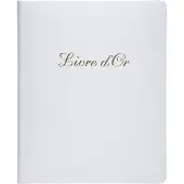 Exacompta Gastenboek Alpillez Wit, echt leer 26x22 cm, 70 blanco vellen, vergé 110 g/m², gouden bies, geschenkverpakking