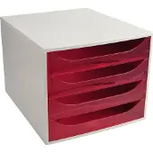 Exacompta ECOBOX ladebox 4 laden frambooskleurig, A4/A4+, open front, stil, veiligheidsstop