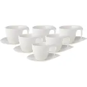 Villeroy & Boch Frühstückstassen mit Untertassen Flow 250 ml Set van 6