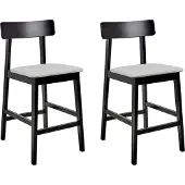 Beliani ISANTI - Barkruk set van 2 - Grijs/Zwart - Rubberhout