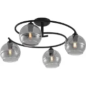 QAZQA Moderne plafondlamp zwart met smoke glas 4-lichts - Alanis