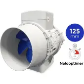 Blauberg TURBO-E-125T Buisventilator MET NALOOPTIMER - 280 m3/h - aansluiting 125mm