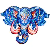 Engelhart Houten Puzzel Olifant Hoofd – 124 Unieke Puzzelstukjes – A3 Formaat Grote Houten Legpuzzel – Dieren Puzzelspel – Educatief Denkspel – Inclusief Opbergetui –