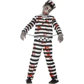 Smiffys Kostüm - Zombie-Sträfling - Schwarz/Weiß - - 12-14 Jahre (152-164) - Kostüme