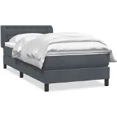vidaXL Boxspring met matras fluweel donkergrijs 80x210 cm