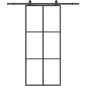 vidaXL Schuifdeur met beslag, zwart, 90x205 cm, veiligheidsglas