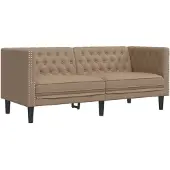 vidaXL Tweezitsbank Chesterfield-stijl kunstleer cappuccinokleurig