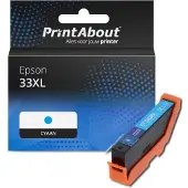 PrintAbout Huismerk Epson 33XL (C13T33624012) Inktcartridge Cyaan Hoge capaciteit