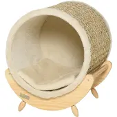 PawHut Paws kattenbed voor katten met plank, kattenhuis, kattenhut voor binnen, kaki