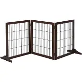 PawHut Hondenhek - 3 Panelen - Inklapbaar - Grenenhout Frame - 185 x 36 x 71 cm - Bruin