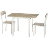 HOMCOM 3-delige zitset, eetset met 2 stoelen en tafel, opvouwbaar tafelblad