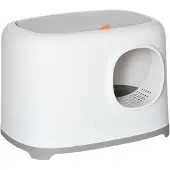 PawHut Paws Design Kattenbak met deksel - Roosterbodem - Wit - 55 x 40 x 39 cm