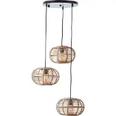 Brilliant 99885/06 Woodball Pendel Matzwart/Rotan - 3 x E27