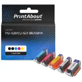 PrintAbout Inktcartridge PGI-520/CLI-521 BK/CMYK 5-kleuren Multipack geschikt voor Canon