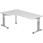 Hjh OFFICE PRO MEGA 82 S - Hout C Voet zilver 200 x 120 Tafelhoogte I In hoogte verstelbaar Wit/Zilver