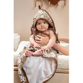 Meyco Baby Vintage Flower badcape - chocolate - 90x90cm