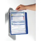 Durable Wandhouder | 5 zichtpanelen | donkerblauw | met profielframef. | 1 stuk - 555107 555107
