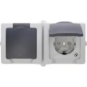 Kopp 137056002 Nautic Wandcontactdoos met randaarde en klapdeksel spatwaterdicht Grijs 1 stuk(s)