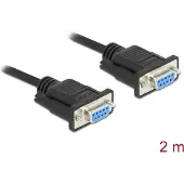DeLOCK Serial Cable RS-232 D-Sub 9 female to female null modem with narrow plug housing - Full Handshaking - 2 m