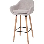 Mendler Barkruk Malmö T381, barkruk counterkruk MVG-gecertificeerd ~ textiel, crèmegrijs