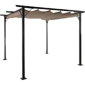 Mendler Pergola -C42, tuinpaviljoen, stevig 6cm frame + schuifdak ~ 3x3m taupe-bruin