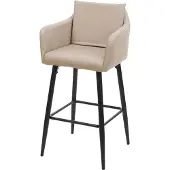 MCW Barkruk -H93, barkruk tegenkruk, metalen voetensteun ~ kunstleer taupe-beige