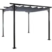 Mendler Pergola -C42, tuinpaviljoen, stevig 6cm frame + schuifdak ~ 3x3m grijs