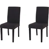 Mendler Set van 2 eetkamerstoelen Keukenstoel Littau ~ textiel, zwart, donkere poten