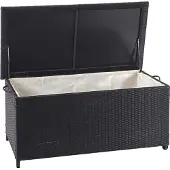 Mendler Polyrotan kussenbox -D88, tuinkist kussenbox kist ~ Premium zwart, 51x100x50cm 170l