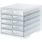 Styro Ladebox styroswing light, 5 laden, uittrekstop & verzonken greep, stapelbaar, B 270 x D 340 x H 255 mm, polystyreen, transparant-transparant