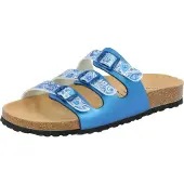 Lico Damen Bioline slippers, bloemenprint, blauw-wit, maat 37 EU
