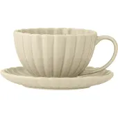 Bloomingville Nature Stoneware Latina kop met schoteltje, 220 ml