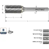 Rotec HM-Stiftfrees, model B - Z6 / Kruisvertand / ø12,7x25x178xø6mm - 4311361