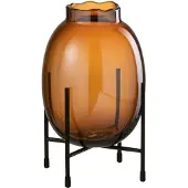 J-Line Vaas op voet glas bruin small