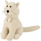 J-Line deurstopper Kat Vlinderdas ecru - textiel - 27 x 36 x 16 cm