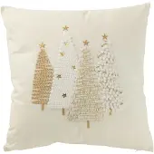 J-Line Kussen Kerstbal Motief Kat – Wit/Goud