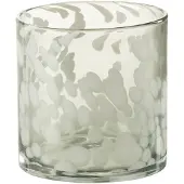 J-Line Windlicht spikkel glas grijs/wit small